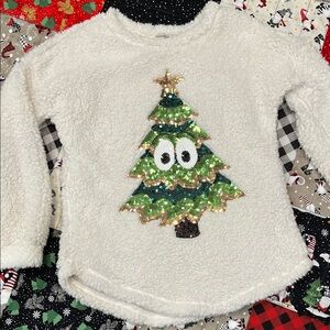 Christmas Fleece Top with Sequin Christmas Tree